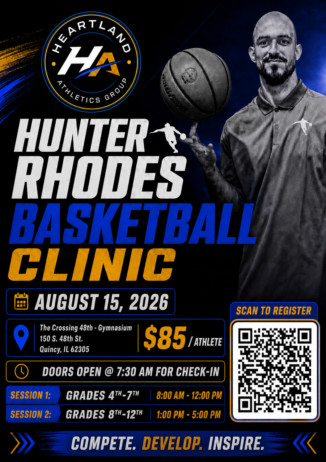Hunter Rhodes Basketball Clinic flyer